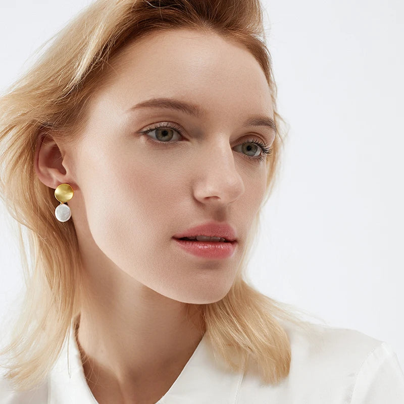 ASHIQI Natural Freshwater Baroque Pearl 925 Sterling Silver Earring  Jewelry for Women