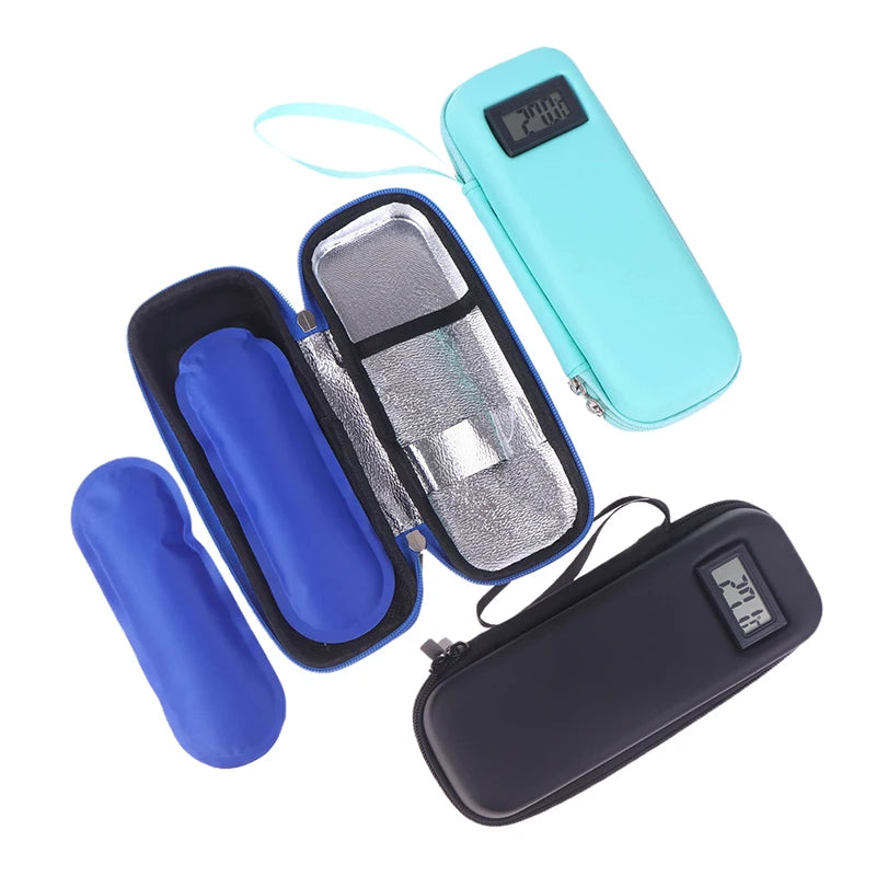"Insulated Medicine Organizer Bag with Thermometer for Diabetics; Waterproof, Portable, and Reusable Insulin Travel Case