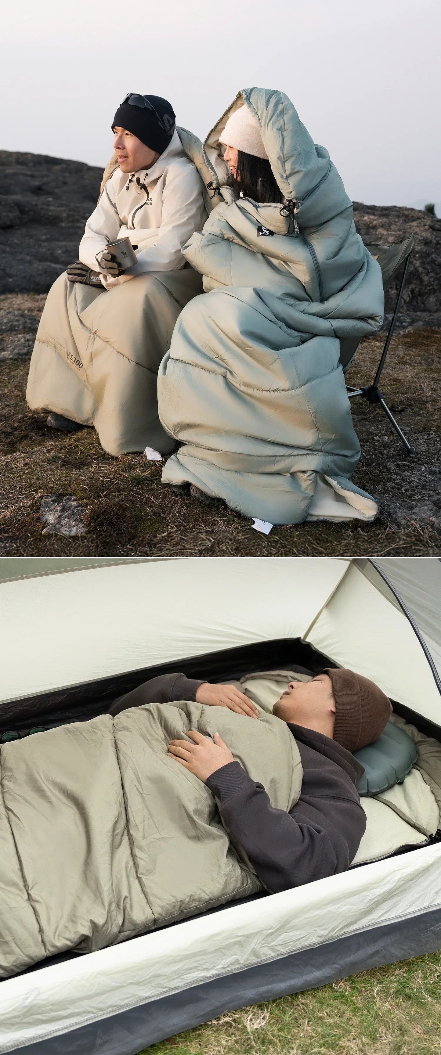 Qunature Sleeping Bag Outdoor Camping Warm Portable Household Cold-Resistant Single Person Splicing Quilt Camping Equipment