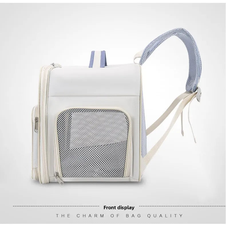 New arrivalpure color large-capacity pet bag outdoor backpack cat bag outing bag portable shoulder crossbody bag cat cage