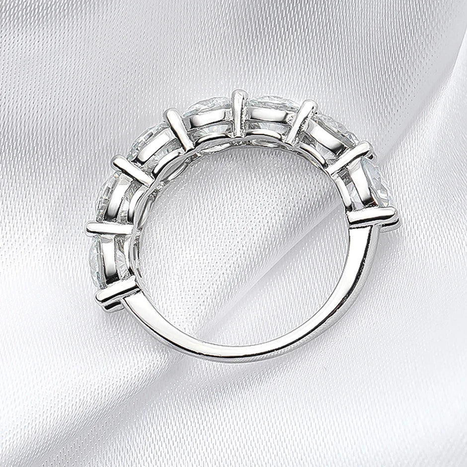 7cttw All Moissanite Ring for Women 7 Stone 925 Sterling Silver Sparkling Engagement Wedding Band Rings Fine Jewelry Certified