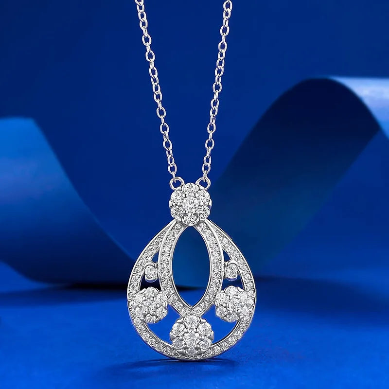 Queen Heart Lab Moissanite Diamond Pendant 100% Real 925 Sterling Silver Wedding Chocker Necklace for Women Engagement Jewelry