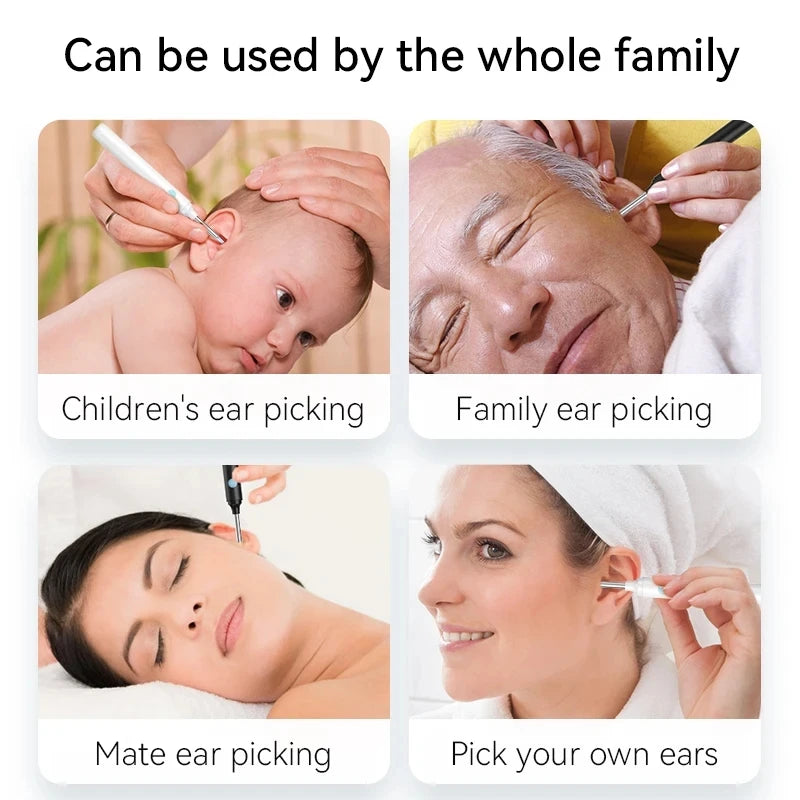 Smart Visual Ear Cleaner with Camera  Ear Sticks USB C Charging Ear Wax Removal Tool WIFI Connection 6 LED Lights Earpick