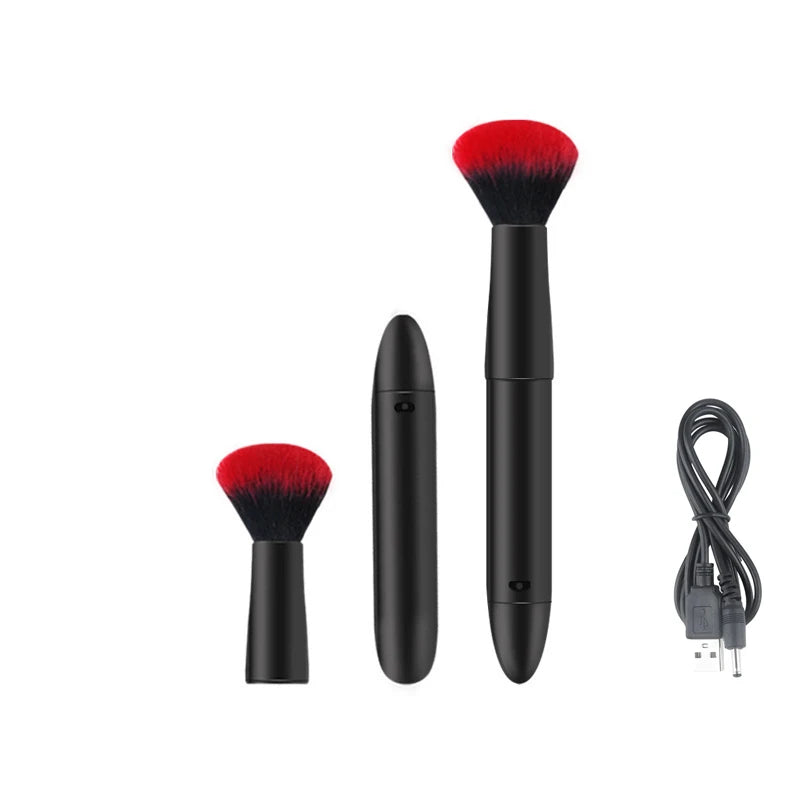 Electric Loose Powder Brush Quick Makeup Brush Blush 10 Gears Vibration Rechargeable Multifunctional   Makeup Brush Tools