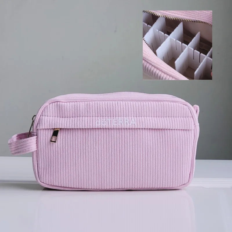 Corduroy Essential Oil Storage Bag 14 Slots 15ML Travel Essentials Oil Case Portable Perfume Carrying Organizador Cosmetic Bag