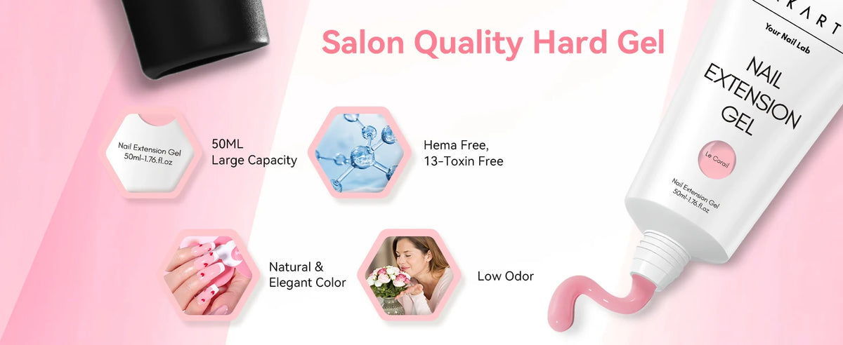 Makartt HEMA-Free Poly Nail Extension Gel 50ml, Hybrid Acrygel Builder Multi-Color, Long-Lasting French Manicure DIY Nail Art
