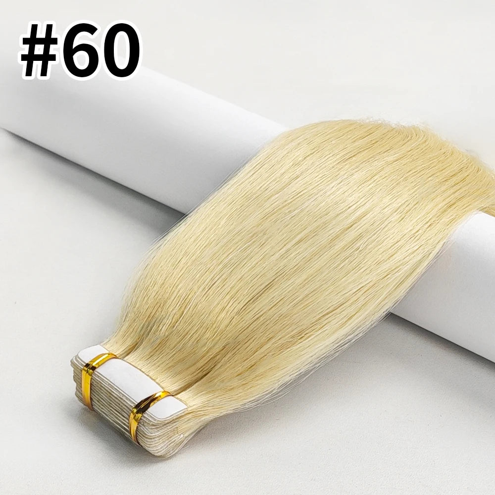Tape In Hair Extensions Remy Human Hair 20pcs Straight Seamless Skin Weft Tape Hair Extensions Natural Black Hair For Women