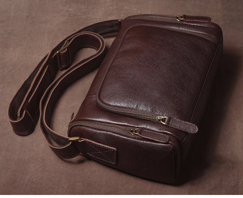 GURO Higher Quality Genuine Leather Shoulder Bag Men's Party Deluxe Crossbody Vintage Top Cowhide multicompartment Messenger Bag