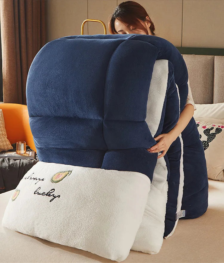 Thicken Lamb Double-faced Velvet Quilt Wool Super Warm Winter Comforter Students Dormitory Luxury Blanket Soft Quilt Duvets