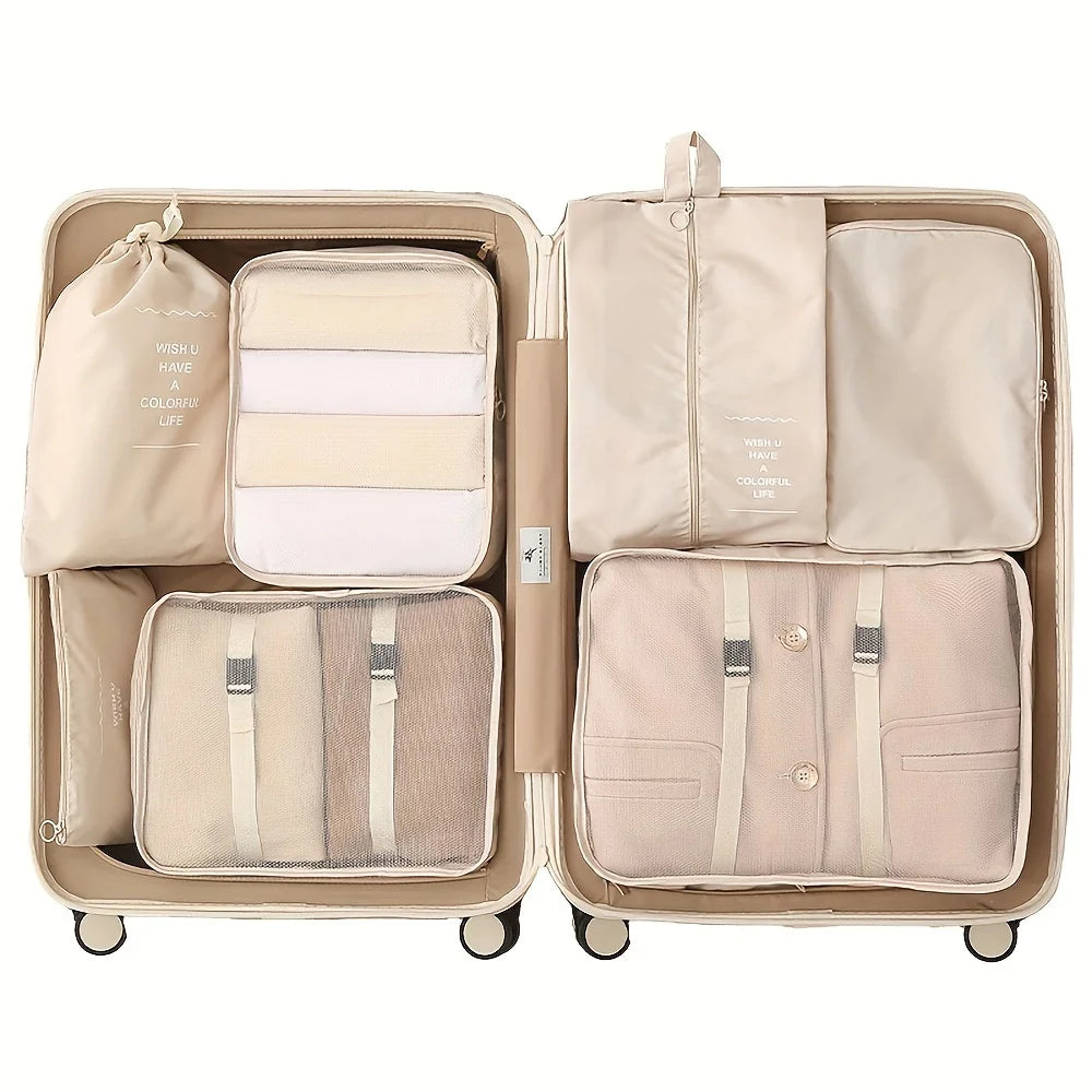 7-piece large-capacity travel storage bag set, portable packing organizers for classified storage of clothes, pants and socks
