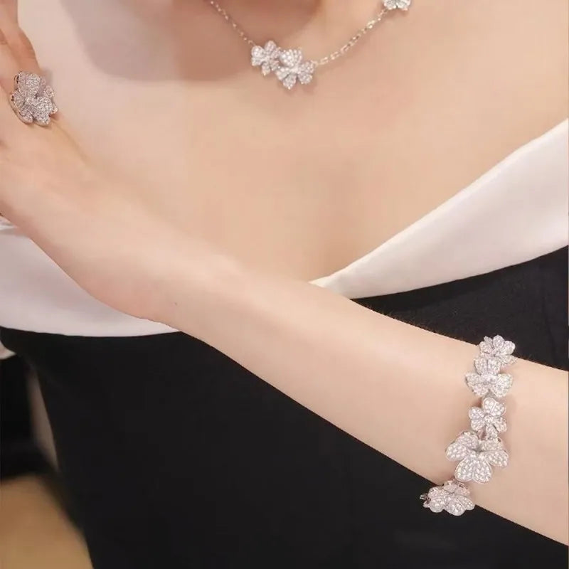 ZOCA High Quality 925 Sterling Silver Luxury Jewelry Romantic Flower Beautifully Designed Bangle Party Accessory
