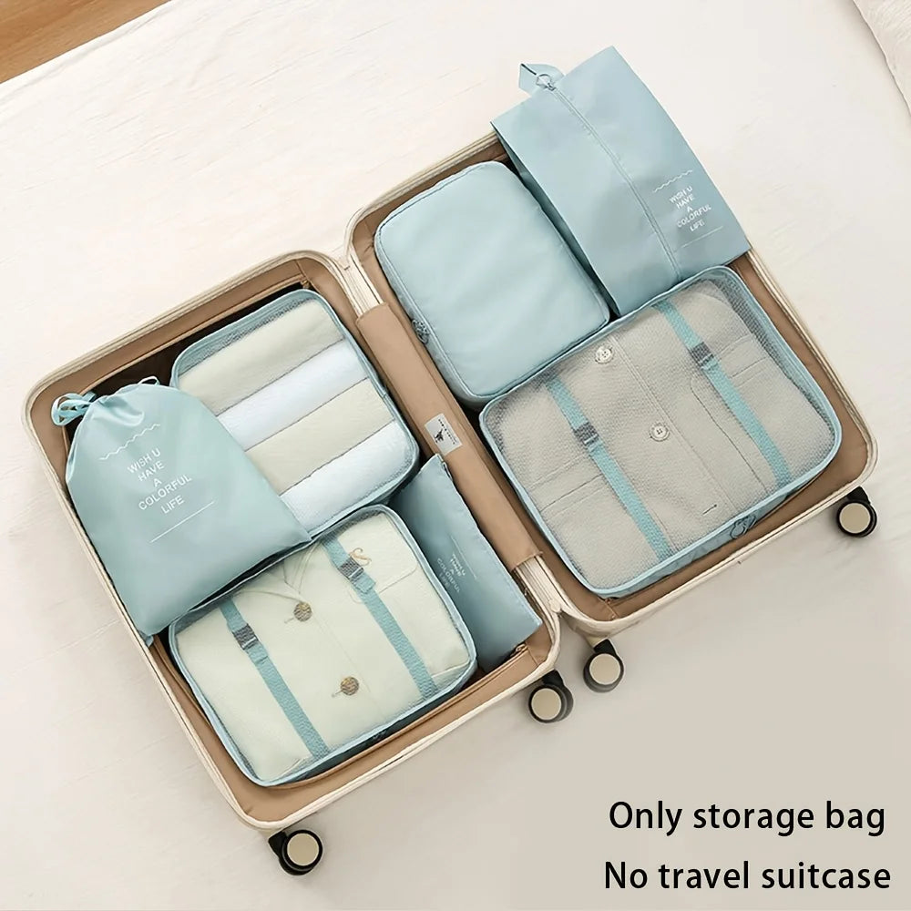 7-piece large-capacity travel storage bag set, portable packing organizers for classified storage of clothes, pants and socks