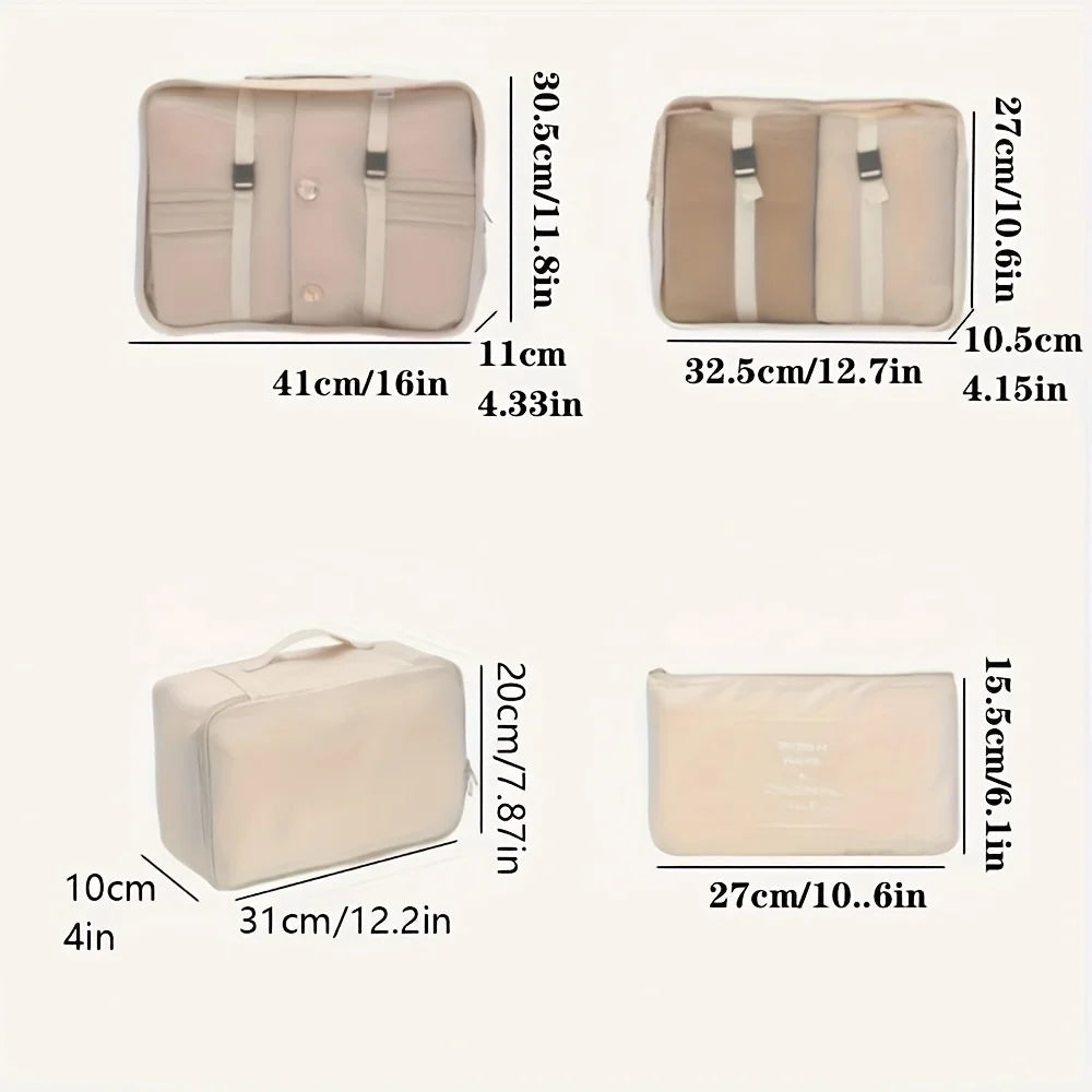 7-piece large-capacity travel storage bag set, portable packing organizers for classified storage of clothes, pants and socks