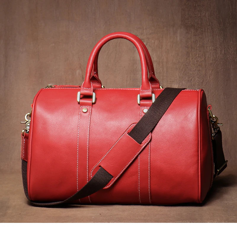 GURO Retro Higher Quality Cowhide Travel Bags  Men's Genuine Leather Handbag Women Luxury Weekend Fitness Bag Short Trip Luggage