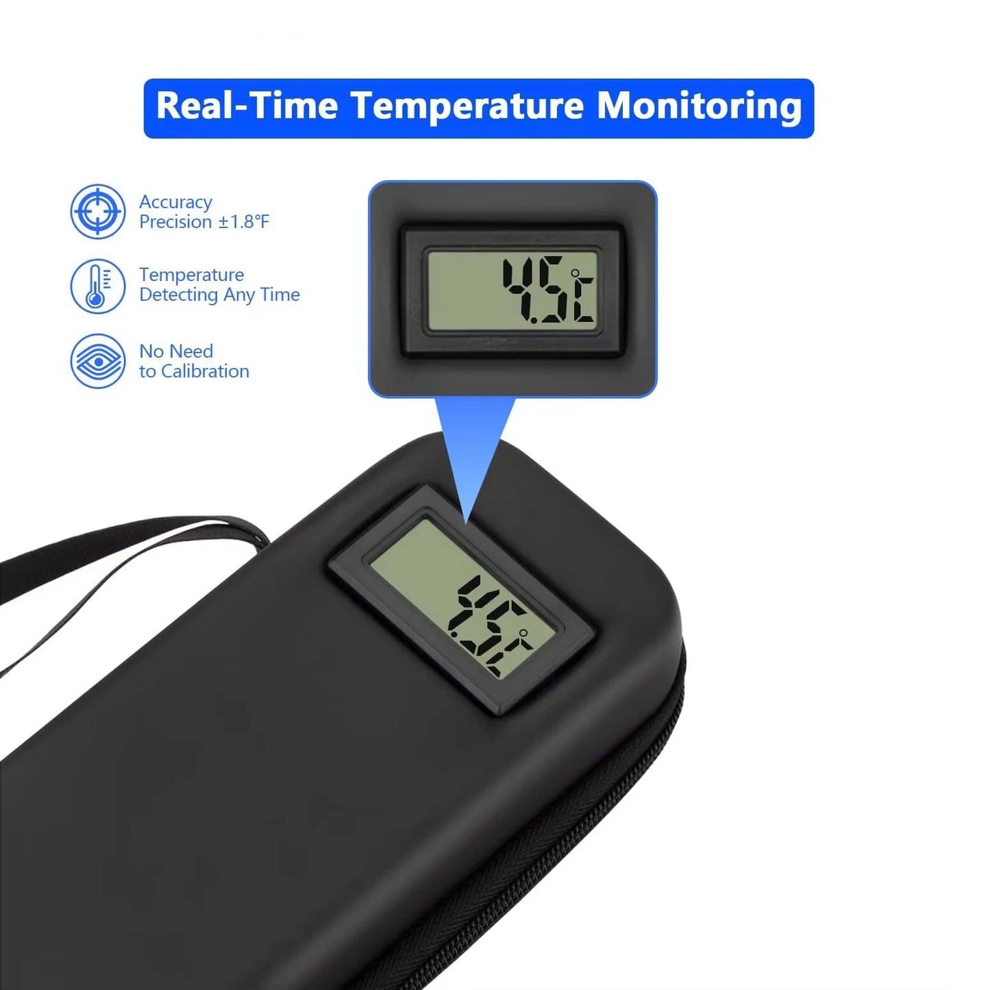 Insulin Cooler Travel Case with Thermometer Display Medication Diabetic Cooler Refrigerated Medicine Organizer Bag with Ice Pack