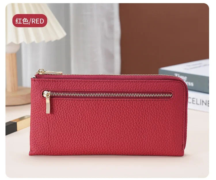 Women's Genuine Leather Long Wallets Cowhide Coin Purse Multi-card  Wallet for Women