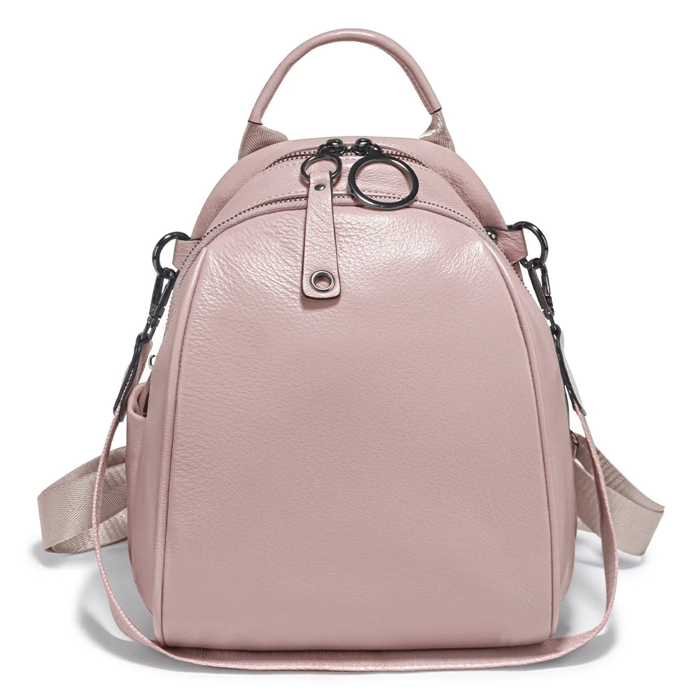 Zency Women's Soft Genuine Leather Travel Backpack Large Capacity Convertible Rucksack Knapsack Multi-compartment Shoulder Bag
