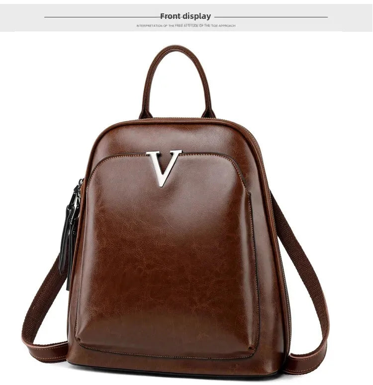 Fashionable High-Quality Leather Women's Backpack Casual Multifunctional Large Capacity Hot Sale Of The Season New Style Double