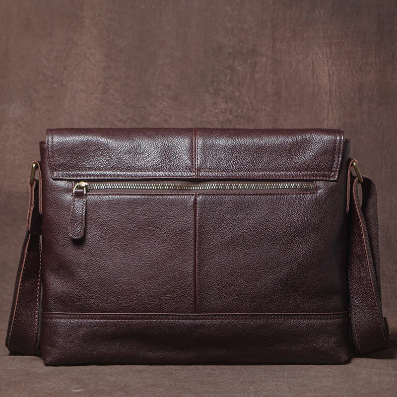 Luxury Design Genuine Leather Shoulder Bag Men's Business Briefcase Natural Cowhide Retro Crossbody Daily Commuter Messenger Bag
