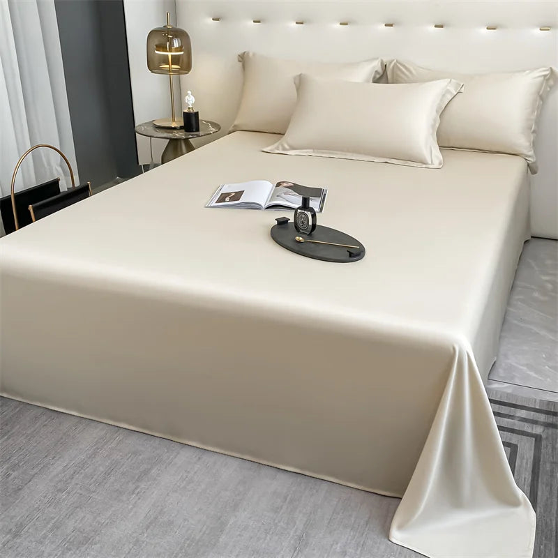 100% Bamboo Bed Sheet Flat Bed Sheets Luxury Flat Sheet Solid Color Single/Double/King/Queen Size Bed Linens Summer Cooling 2024