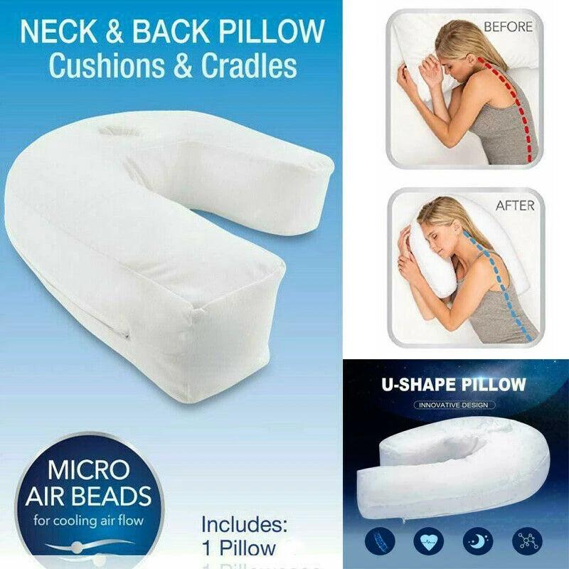 U-Shaped Side Sleepers Pillow Neck Back Pain Relieve Health Cushion Spine Protection Pillow Side Pillow Inflatable Leg Pillow