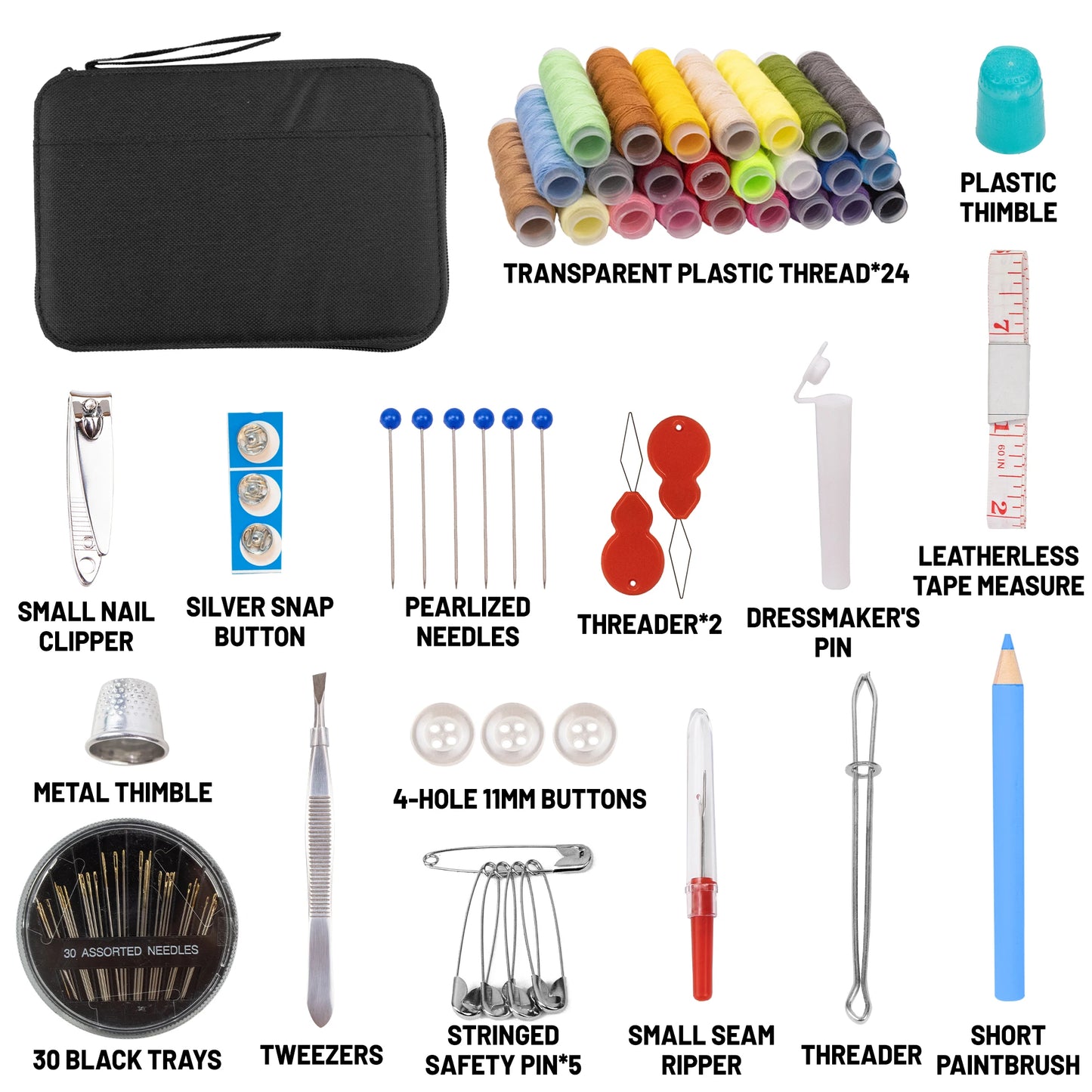 Professional Complete Sewing Kit with Threads Needles Scissors Tape Measure Buttons Portable Travel Sewing Case for DIY Repairs