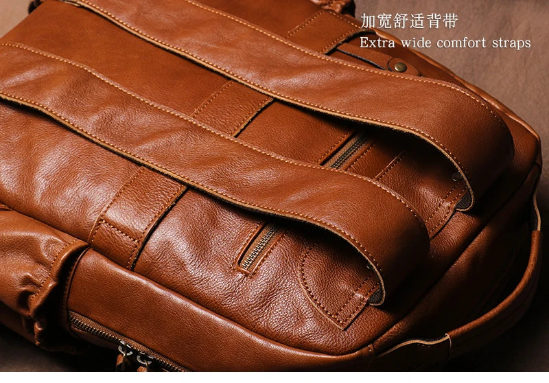 GURO High Quality Genuine Leather Backpack Men Large Capacity Business Travel bag Luxury Student School Bag Laptop Computer Pack