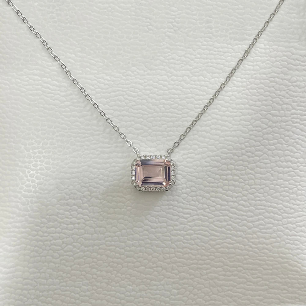 Wong Rain Solid 925 Sterling Silver 6*8 MM Sapphire Emerald Citrine Aquamarine Gems Pendant Necklace Fine Jewelry Gift Wholesale