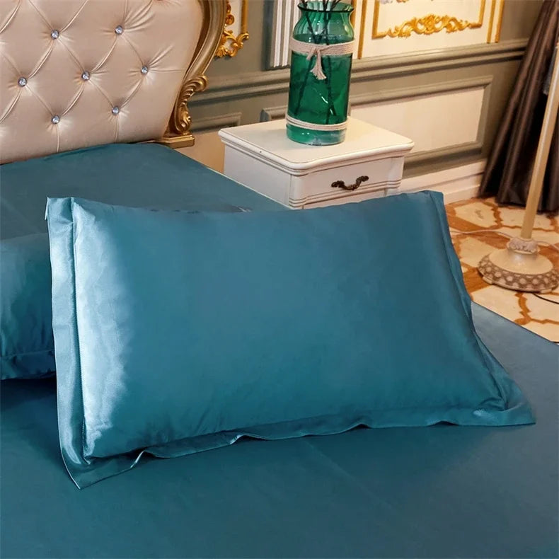 Luxury Silky Smooth Satin Pillowcase Solid Color Envelope Pillow Case Bedding Bedroom Sleep Pillowcover 48x74