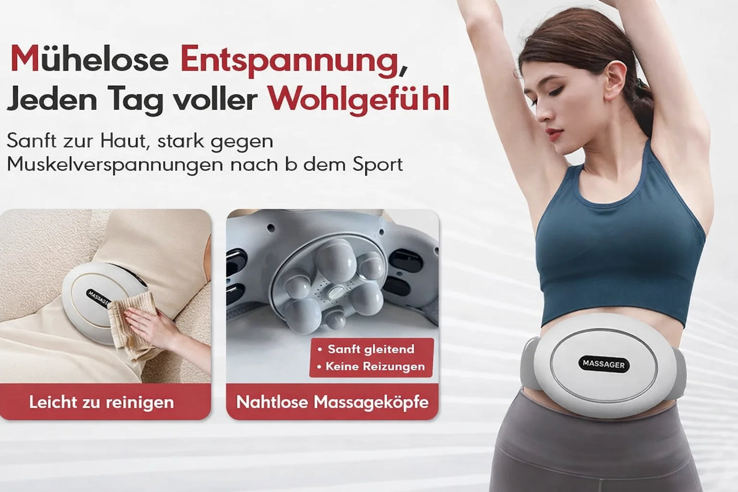 Automatic Abdominal Massager,Electric Stomach Massager Machine for Flattening Belly,Multiple-use for Waist Abdomen Back Neck Leg