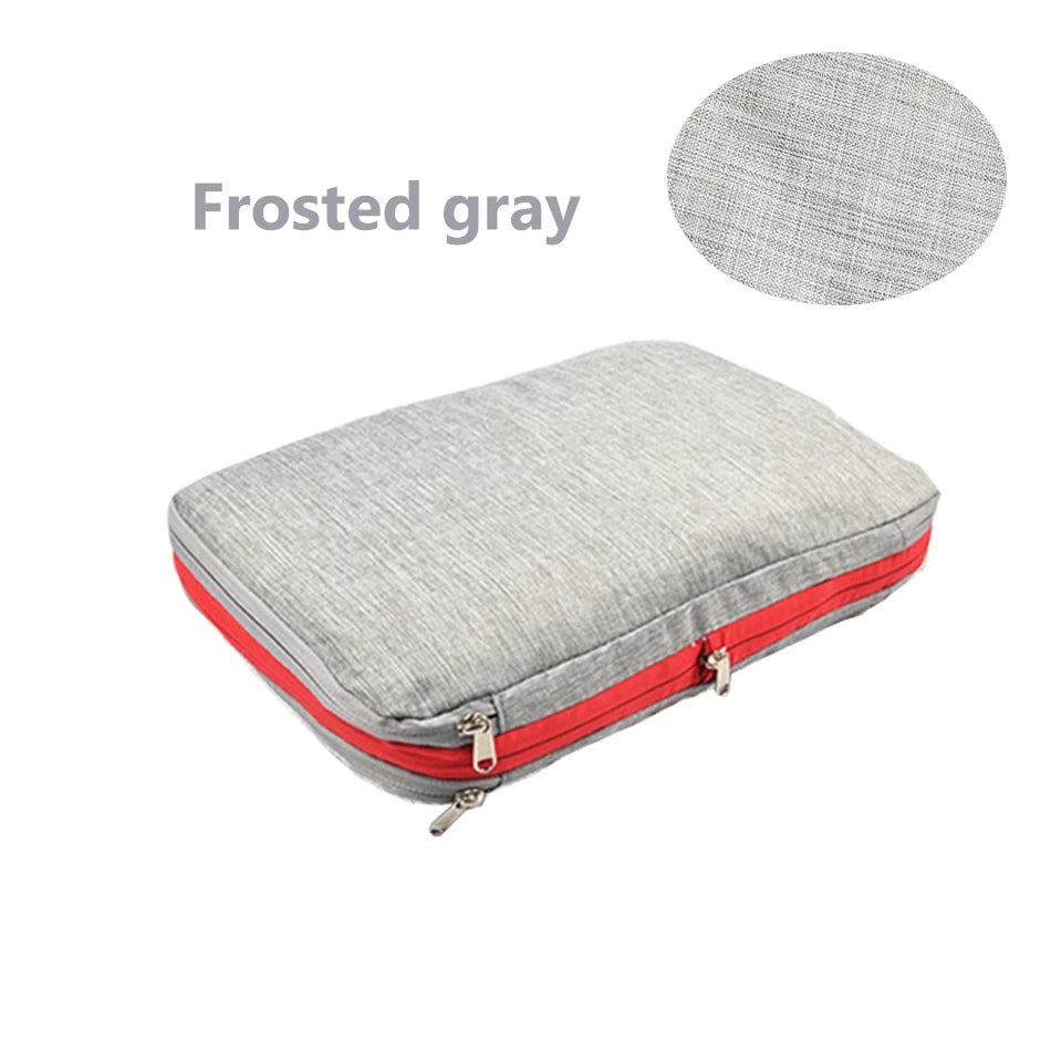 Nylon Travel Compression Packing Cubes Double Layer Portable Pouch  Zipper Waterproof Storage Bags for Clothing Shoes Suitcases