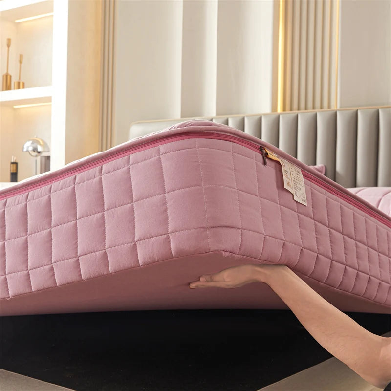 Six Sides All Inclusive Mattress Cover with Zipper Thicken Fitted Sheet Quilted Mattress Protector Pad Couple Customized Size