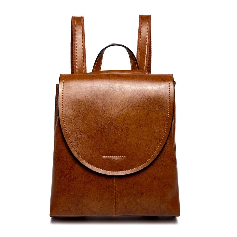 Women Backpack Shoulder Cross Body Bags Genuine Leather Female Fashion Retro Lady Oil Wax Cowhide Messenger Bag Backpacks