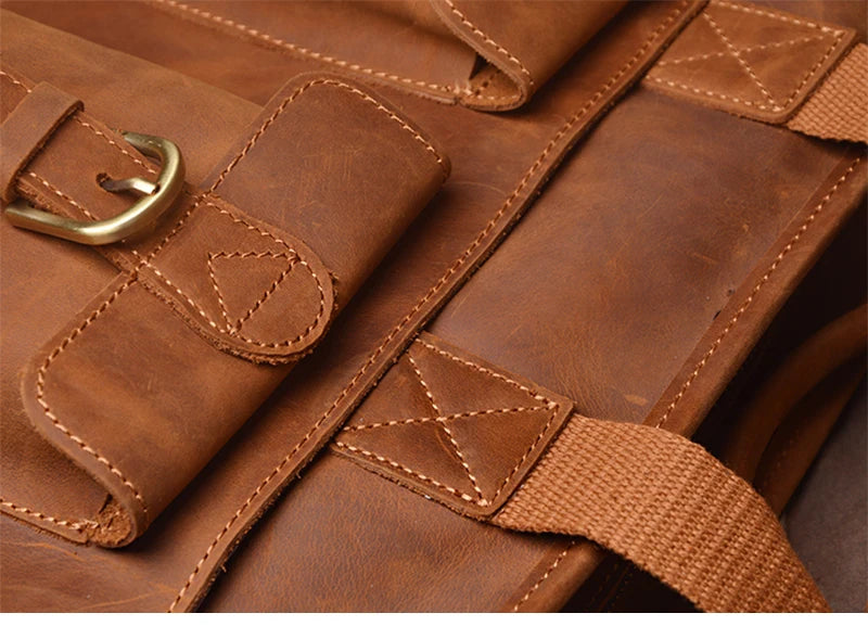 GURO Vintage Wild Handbag Male Genuine Leather Business Briefcase Original Cowhide Shoulder Messenger Bag A4 File 14″ Laptop Bag