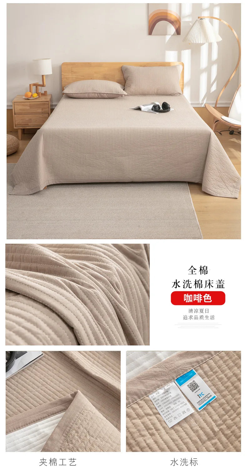 2024 new Class A cotton washed cotton antibacterial padded cotton bed cover thickened sheets breathable and comfortable