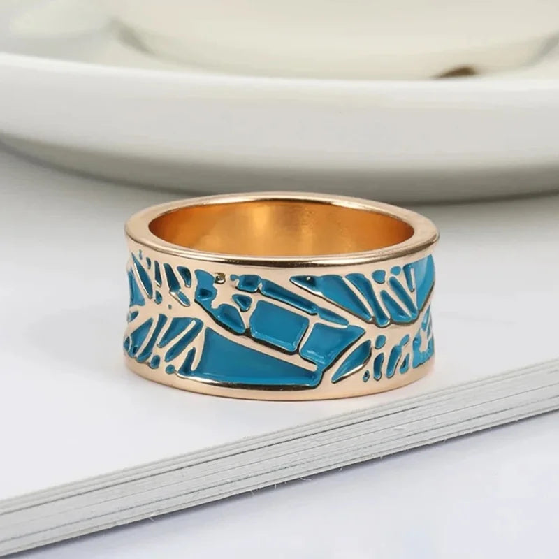 Huitan Aesthetic Enamel Flower Finger Ring for Women Wedding Party New 2023 Ring Silver Color Luxury Cubic Zirconia Jewelry Gift