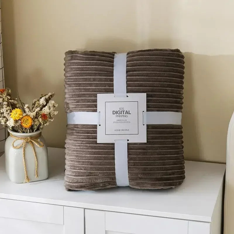 Fleece Bedspread Bed Covers Sofa Blanket Throw Blankets Plush Solid Color Soft Plaid