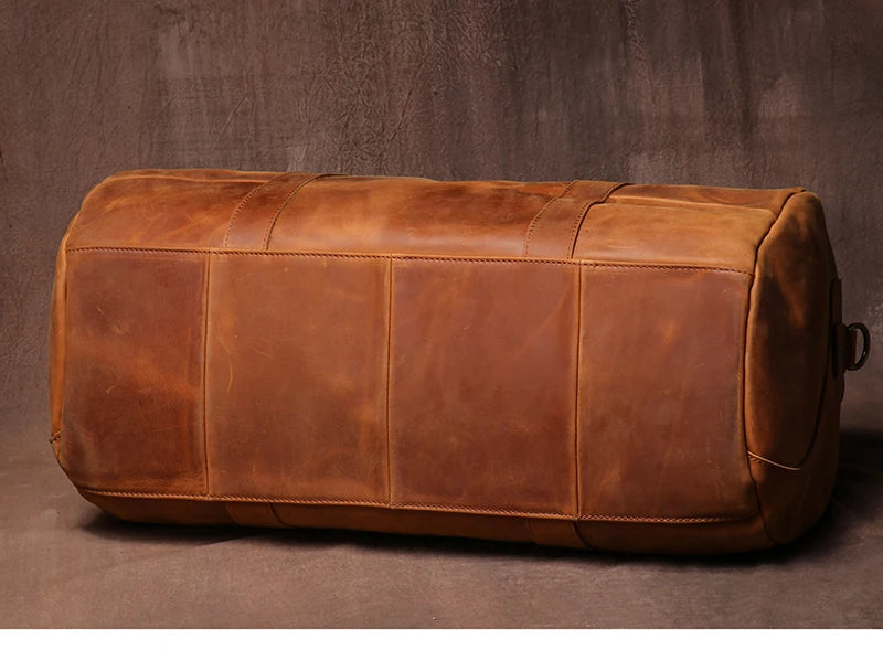 GURO Vintage Crazy Horse Cowhide Travel Bag Men's Real Leather Handbag Casual Weekend Camping Luggage Bag Daily Gym Shoulder Bag