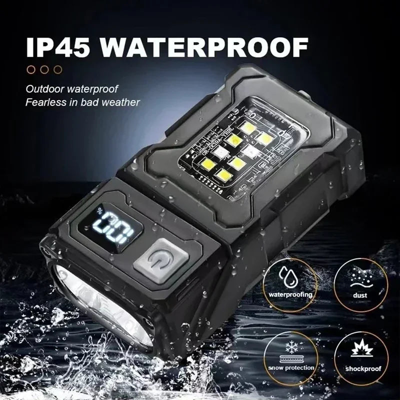 2/1Pcs Portable Flashlight Super Bright MINI USB Rechargeable LED Tail MagnetTorch with COB Emergency Light for Camping Hiking