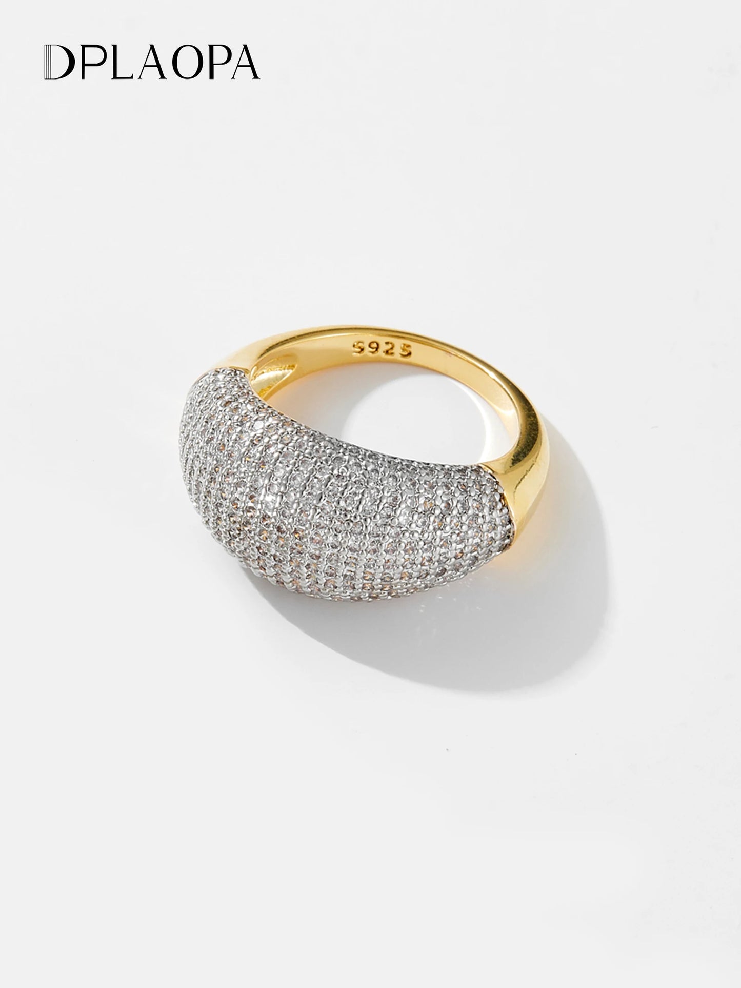 DPLAOPA Women 100% 925 Sterling Silver Full ZIrcon CZ Pave Large Ring Women Rock Punk Wedding Wedding Split Jewels