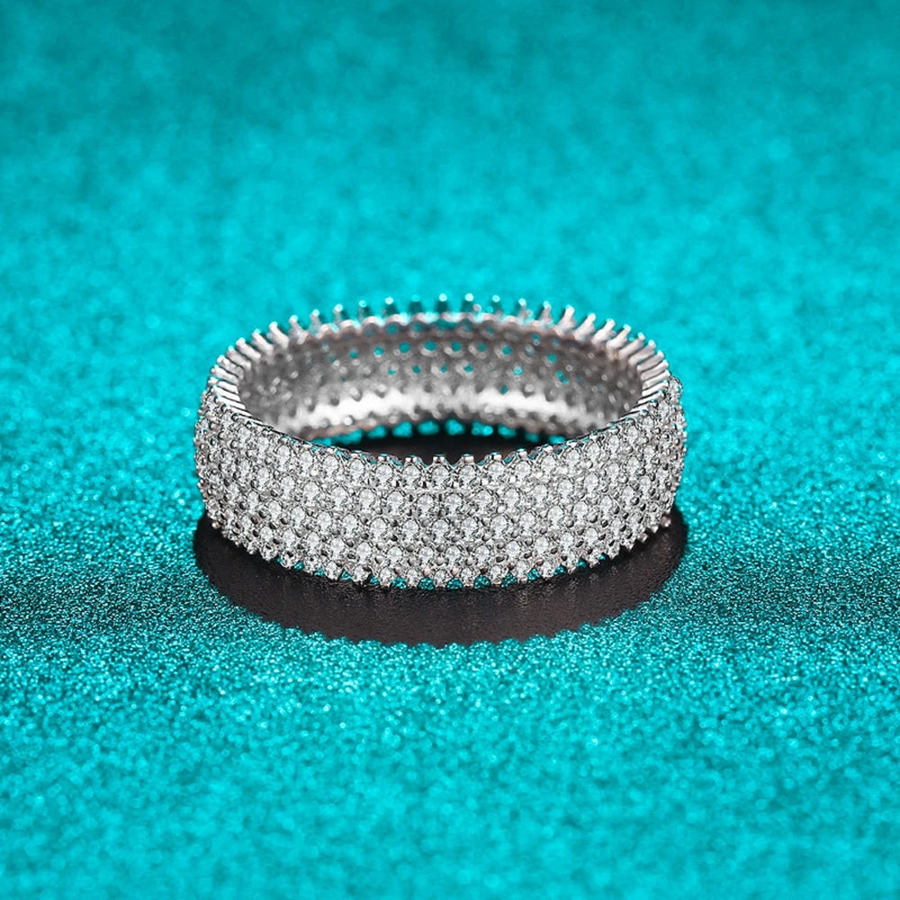 Wong Rain 925 Sterling Silver 3EX VVS1 D Color Real Moissanite Diamonds Gems Row Ring Wedding Party Fine Jewelry Band Wholesale