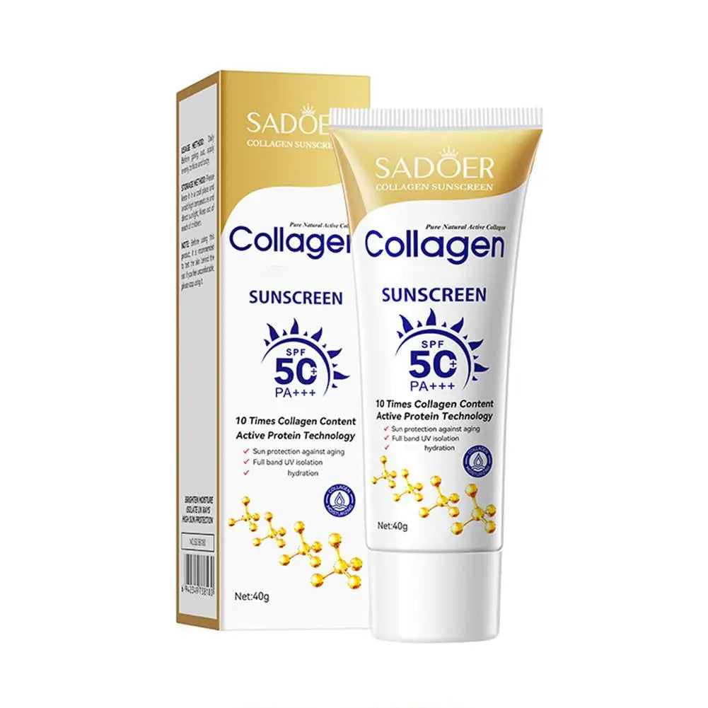 1/3PCS SADOER 40G Collagen Sunscreen Refreshing Sun Cream Spf 50 Oil Control Anti UV Anti Oxidant Facial Moisturize Sun Cream
