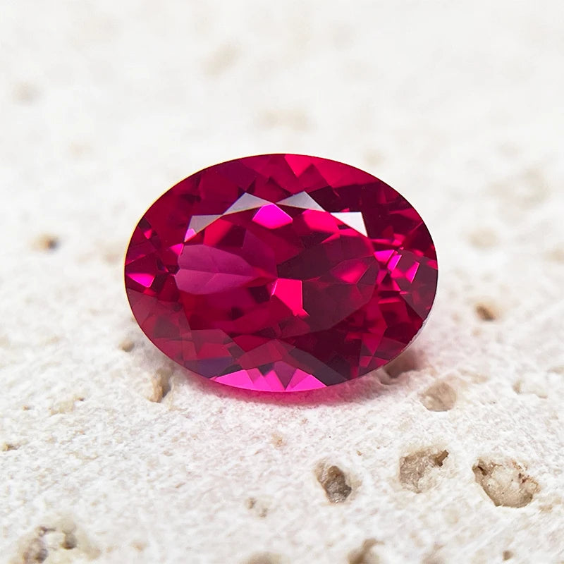 Lab Grown Ruby Rubellite Oval Cut Gemstone Beads for Jewelry Making Materials Selectable AGL Certificate