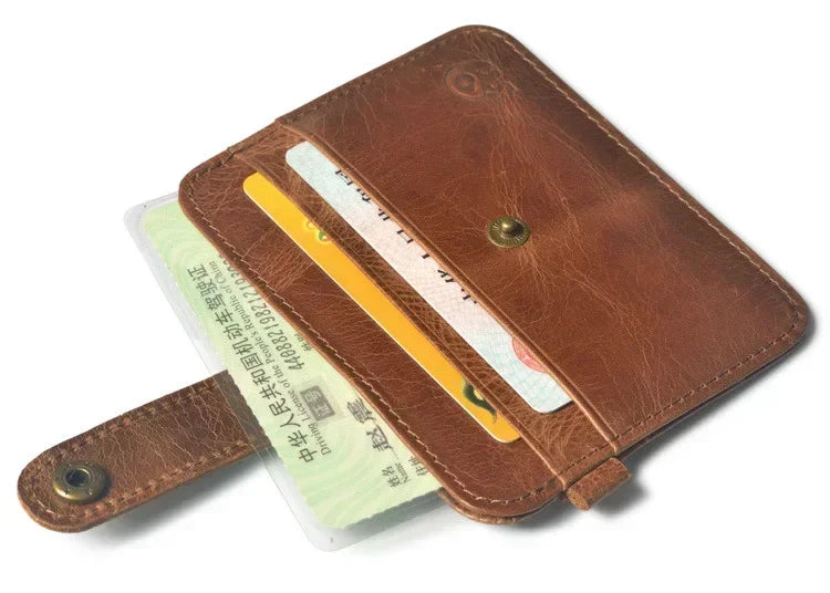 100% Cowhide Leather Credit Card Holder Women Men Mini Slim  Small Coin Purse Bank ID Card Case Package Pouch Card Holder