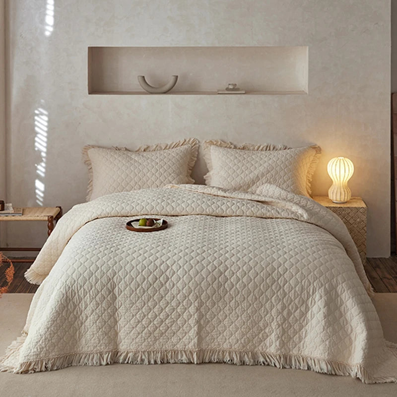 Washed Pure Cotton Versatile Quilted Bedspread Summer Quilt Blanket Bed Cover Mattress Topper Coverlet Bed Sheet With Pillowcase