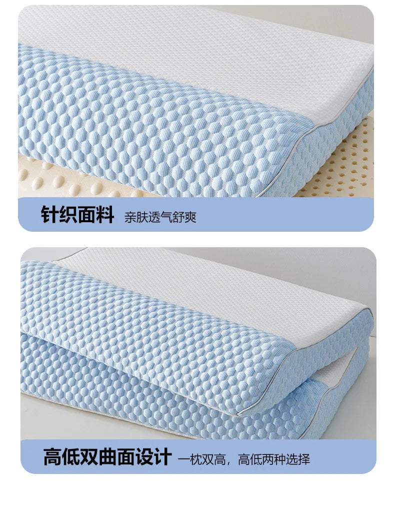 Natural Latex Pillow with Organic Cotton Cover Memory Adult Cervical Pillow Bed Pillow for Sleeping Neck Pain Relief Help