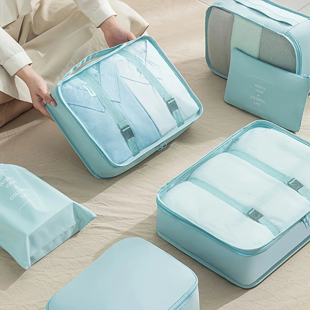 7-piece large-capacity travel storage bag set, portable packing organizers for classified storage of clothes, pants and socks
