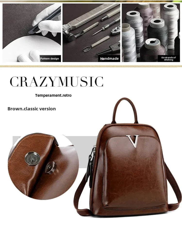 Fashionable High-Quality Leather Women's Backpack Casual Multifunctional Large Capacity Hot Sale Of The Season New Style Double