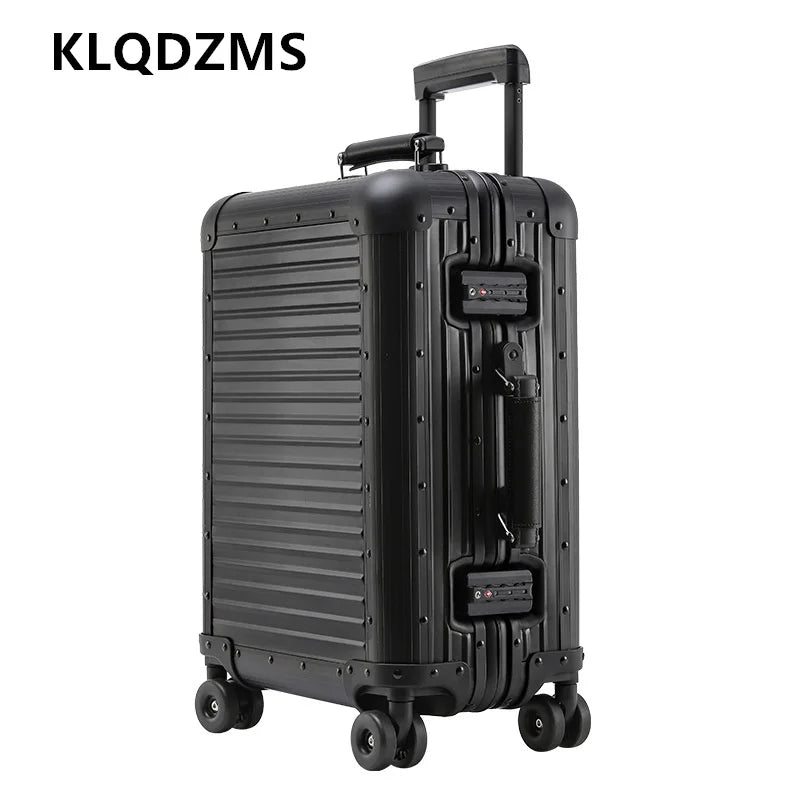 KLQDZMS Travel Luggage All Aluminum Magnesium Alloy Boarding Box Men's Business Trolley Case 20"24 Inch Rolling Suitcase