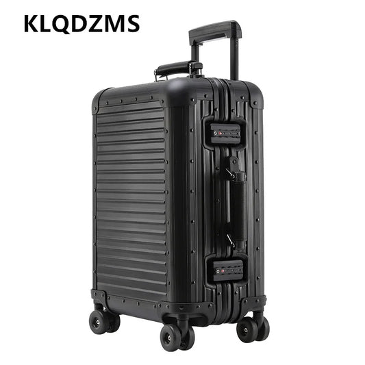 KLQDZMS Travel Luggage All Aluminum Magnesium Alloy Boarding Box Men's Business Trolley Case 20"24 Inch Rolling Suitcase